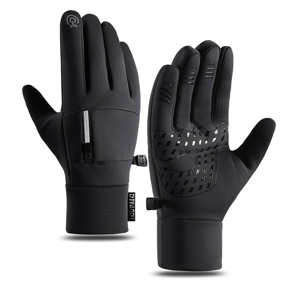 

SCOLORKI Cycling for and Perfect for and Motorcycle Men s Gloves, Waterproof, Warm, Fleece-Lined, Non-Slip, Cycling, Fishing, Running, Commuting, чёрный