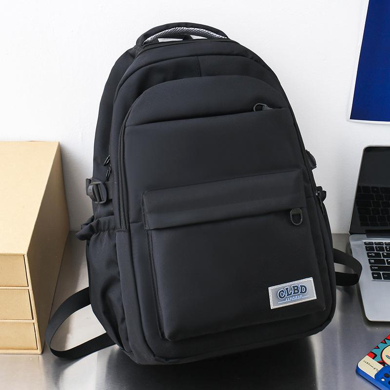 Men's College Students Solid Color Backpack Middle School Students High Capacity Backpack