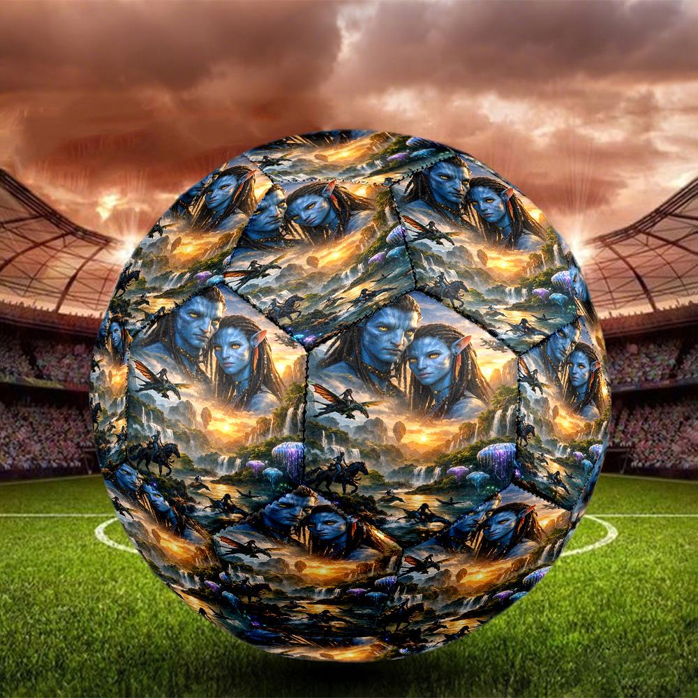 Avatar Print Size 5 Soccer Ball, Standard Match Football for Sports Game and Team Practice, Ideal Gift for Soccer Fans