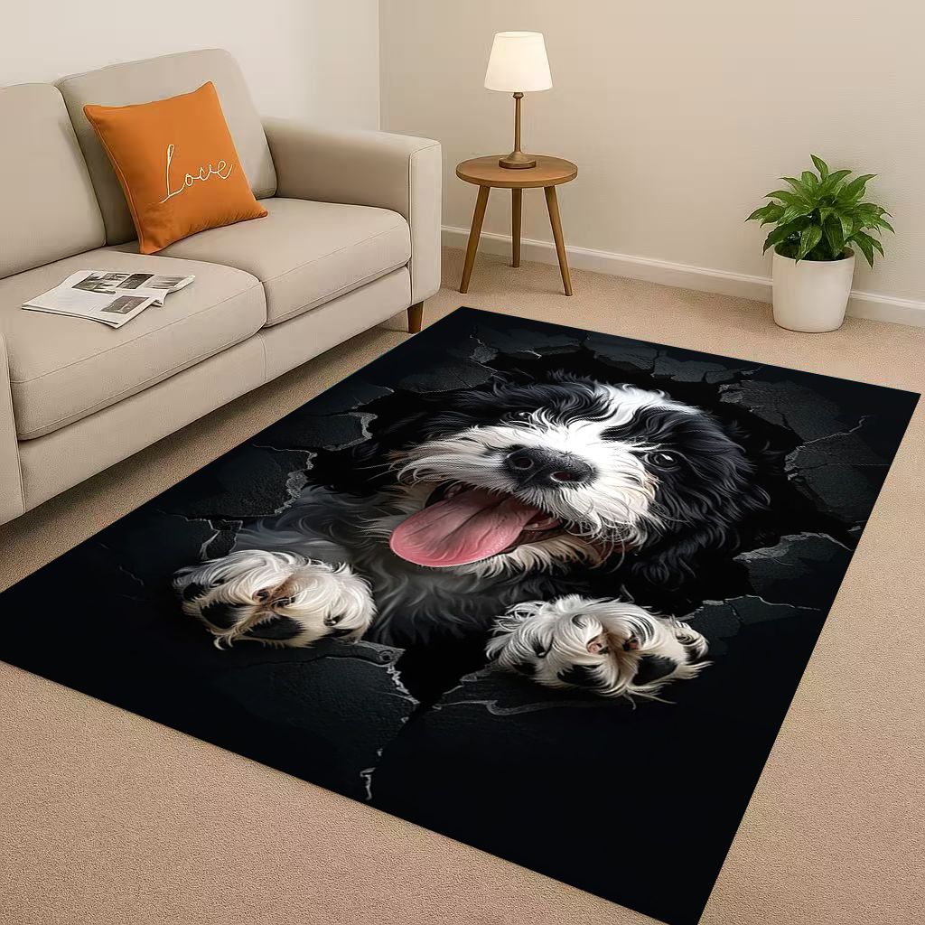 27 Stil Durchbrechende Wand 3D-Illusion Hund Welpe Wohnzimmer Rutschfester Teppich für Schlafzimmer Spielzimmer Sofa, Heimdekoration Fußmatte