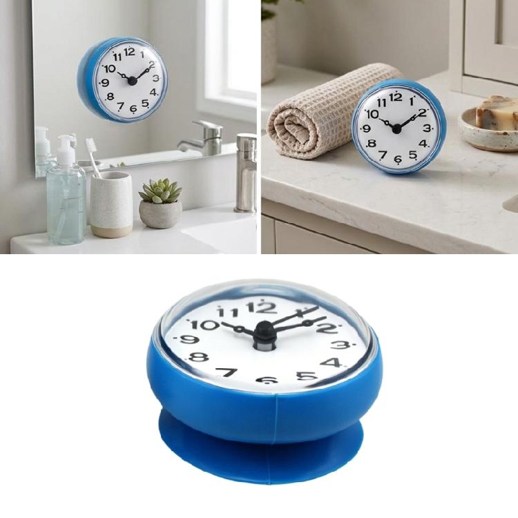 Suction Mounted Shower Clock for Bathroom Mirror, Round Clock Face with Bold Numerals for Sink Side Placement for Family Use