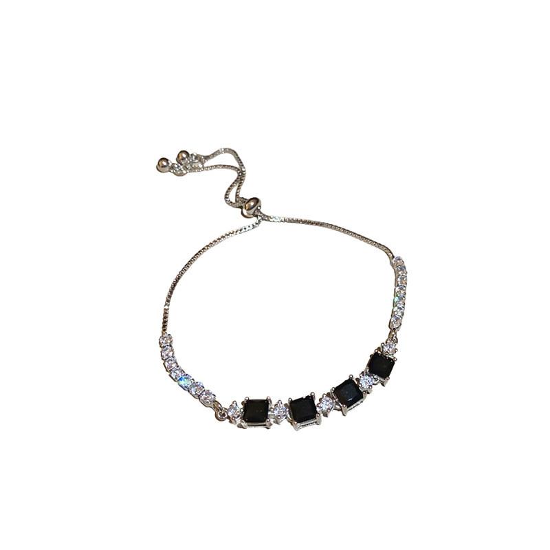 Geometric Zircon Square Adjustable Bracelet For Women With Elegant Jewelry Style
