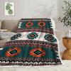 Aztec Tribal Geometric Pattern Flannel Throw Blanket Soft Warm Lightweight Blanket for Sofa Bed Boho Home Decoration