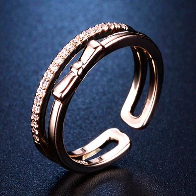 Leichter Luxus Zirkon Schleifenring Damen Kreativer schlichter offener Ring Exquisiter vielseitiger Schmuck