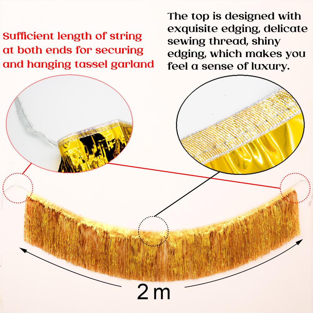 Premium Foil Fringe Tinsel Garland Creative 2M 4 Layers Foil Banner Birthday Party Wedding Decoration Christmas Home Wall Decor
