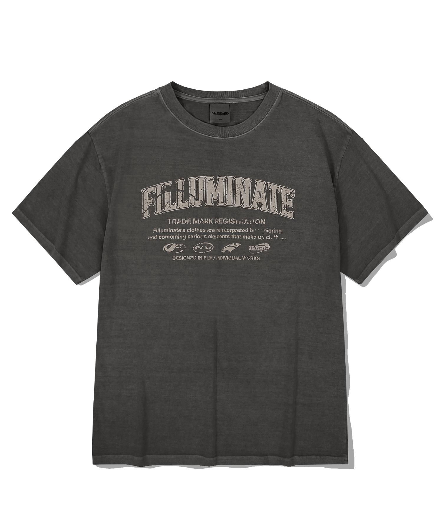 Illuminate Damaged Graphic Pigment T-Shirt - Charcoal Charcoal/M