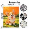 Sparkling Pearl Painting on Stretched Frame Cute Corgi Dog DIY Bead Art Canvas Relaxing Hobby Gift for Craft Lovers Great Home Decor Art Craft