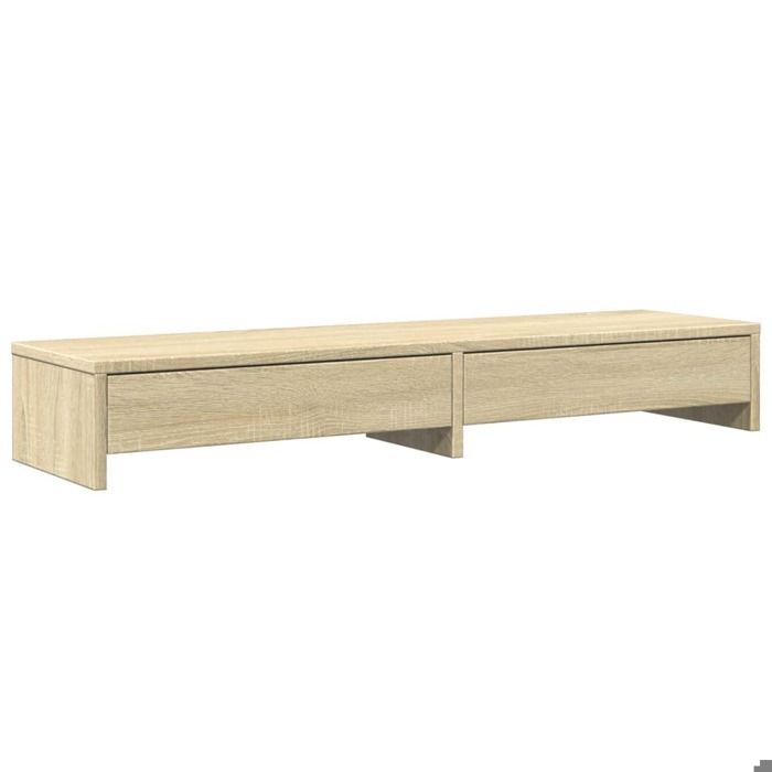 Support de moniteur - vidaXL - 100x27x15 cm - Bois d'ingénierie - Chêne Sonoma - 2 tiroirs