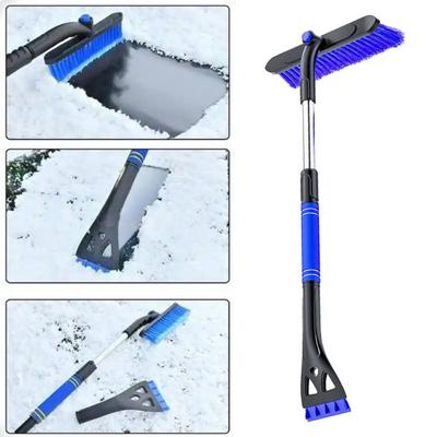 Extendable Ice Scraper Snow Brush 360-Degree Rotatable Brush Head Detachable Snow Removal Tool