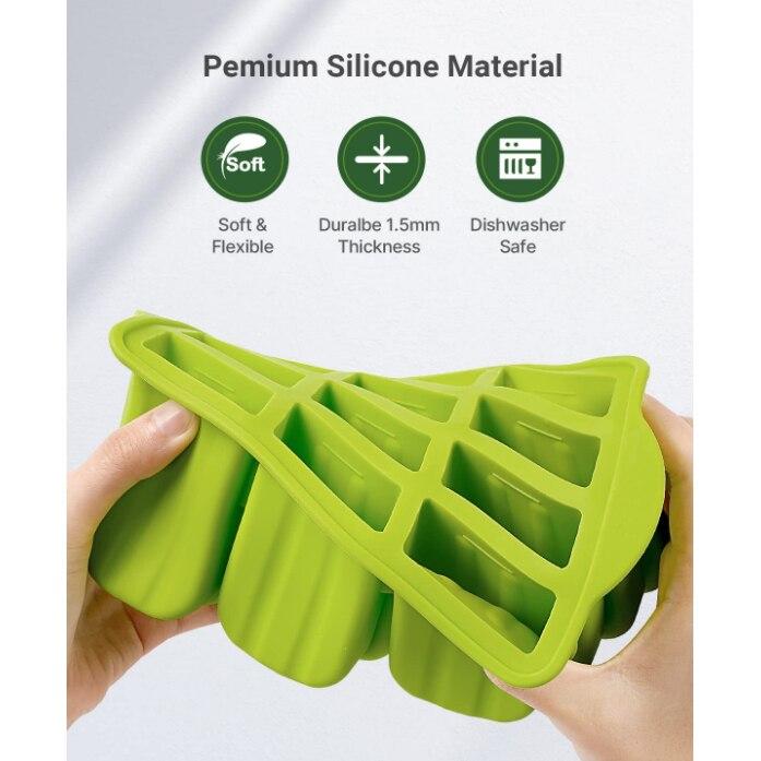 Silicon Ice Pop Molds, Klenzo 12-Cavity Ice Cream Mold, Reusable Popsicle Maker, BPA-Free, Green Dental Floss Shape