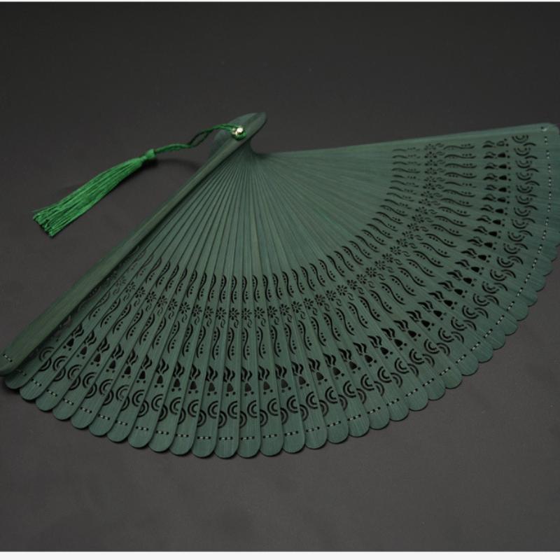 Folding Fan Antique Style Mini Chinese Style Full Bamboo Fan Summer Hanfu Classical Dance Cheongsam Men And Women Gifts Group Fan Black