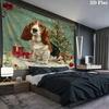 Christmas Dog Wall Tapestry, Aesthetic Printed Fabric Blanket, Suitable for Bedroom, Living Room, and Home Decor.