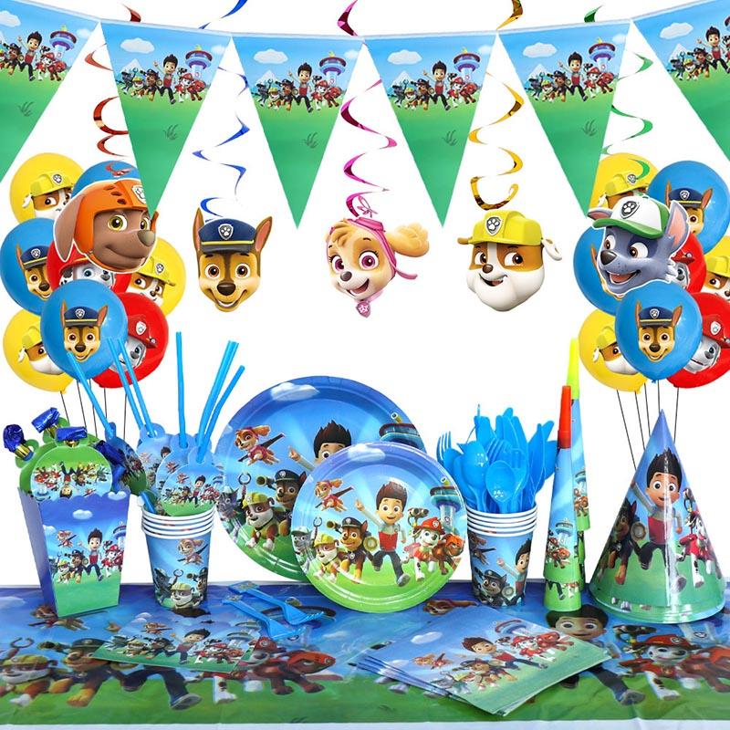 PAW Patrol Birthday Party Decoration New Version Balloon Set Disposable Tableware Kid Event Supplies Banner Backdrop Gift