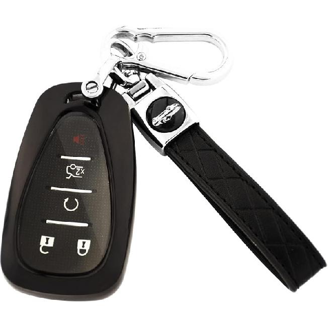 For Chevy Key Fob Cover With Keychain,Soft TPU Full Protector Key Shell Case For Chevy Malibu Camaro Equinox BlazerTraverse Cruze Sonic Volt Spark