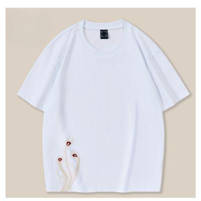 Spring Summer Round Neck Loose Size China-Chic Phoenix Embroidery Cotton Short Sleeve T-Shirts Men’s