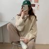 College style loose sweater wearing versatile long-sleeved pullover polo lapel button-knitted bottoming shirt top