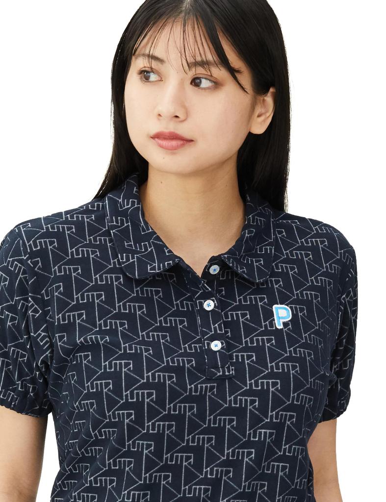 PUMA Golf Shirt GOLF W P Jacquard Pile Relax Deep Navy Polo/Short Sleeve/627705 Women's