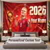 Custom Name Text Tapestry Erling Haaland Personalized Polyester Wall Tapestry For Bedroom And Room