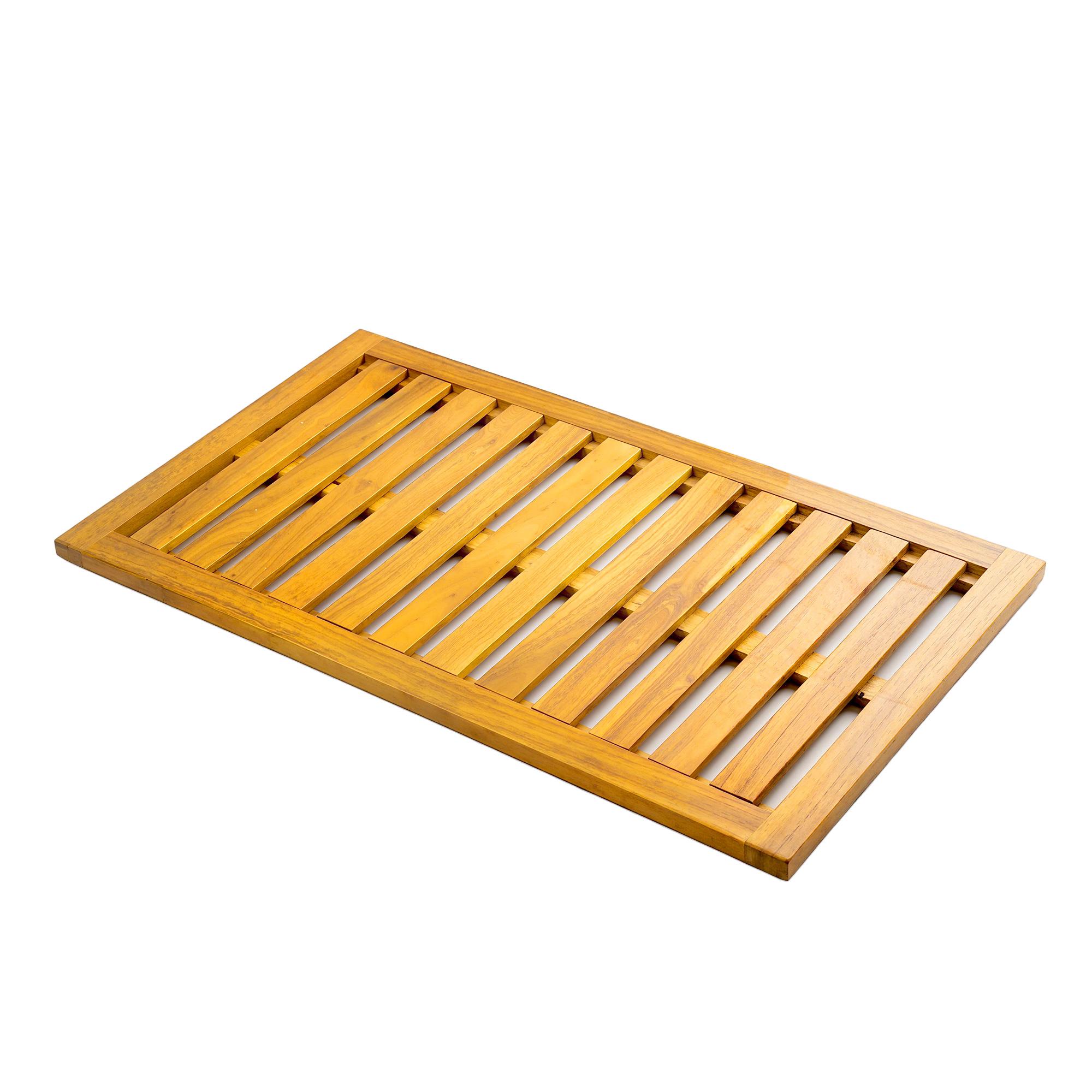 Tapis de douche en bois d'acacia 91x51 cm Tapis de bain antidérapant pour salle de bain, spa ou piscine Naturel