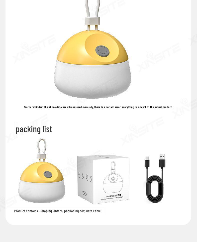 Portable Silicone Rechargeable Camping Light Strip with White & Yellow Ambiance and Long Battery Life