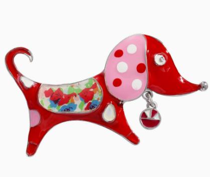Glazed puppy brooch One Size