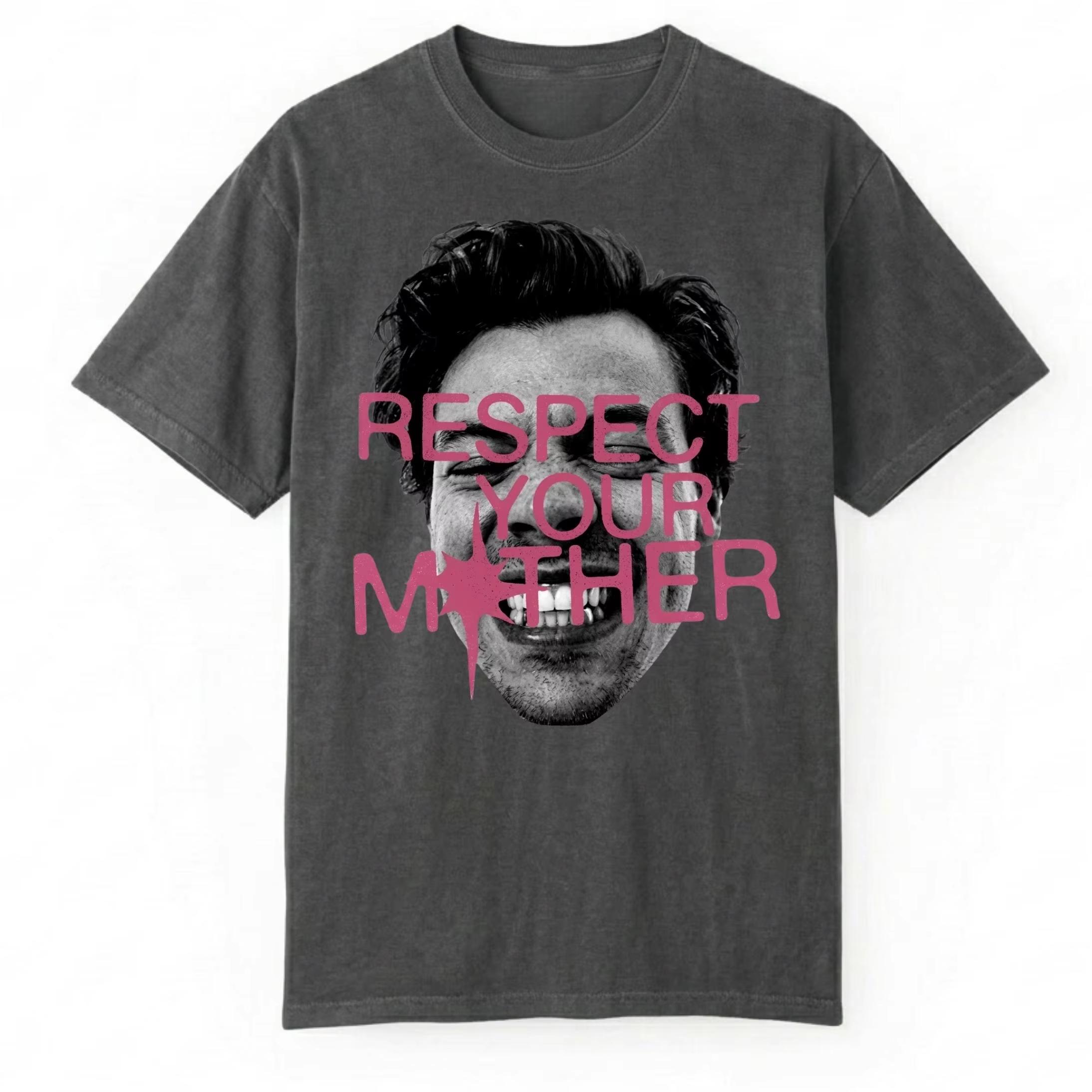 2026 Harry Styles Respecte Ta Mère T-shirt Hommes Femmes Été Coton Vêtements Mode Vintage T-shirt Matière Respirante Pas d'étouffement par Temps Chaud S black