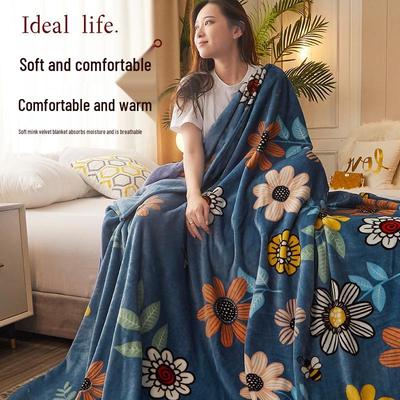 Flannel Coral Fleece Blanket for All Seasons - Air Conditioning & Winter Use