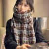 Vintage Plaid Pashmina Shawl Scarf For Woman Winter Warm Scarves Fashion Long Wraps Thick Cashmere Like Muffler Foulard Scarf