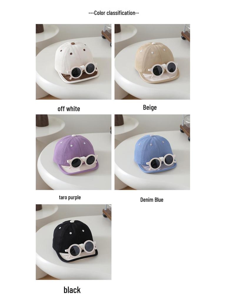Children's Stylish Sun Protection Baseball Cap with Soft Brim and Sunglasses for Boys and Girls