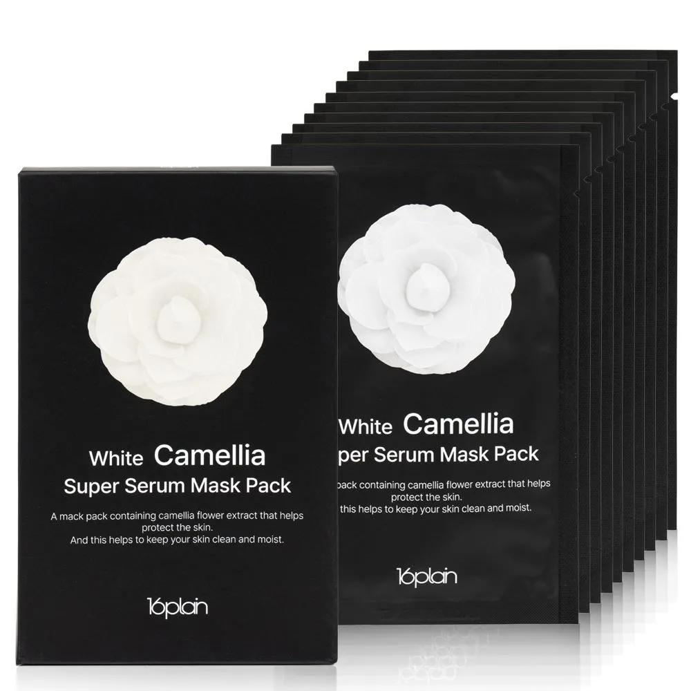 16plain White Camellia Super Serum Mask Pack (40 Sheets) / Peptide / Camellia Flower Skin Soothing Mask Pack