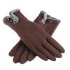 New Female Autumn Winter Non-Inverted Velvet Cashmere Full Finger Warm Lace Gloves Women Cotton Touch Screen Gloves G82