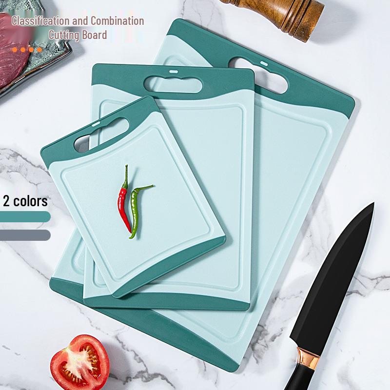 Doppelseitiges rutschfestes verdicktes PP-Schneidebrett-Set - Mehrfarbig