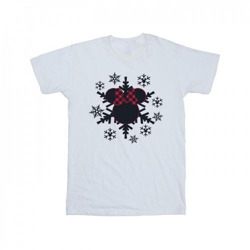 Disney Girls Minnie Mouse Gingham Snowflakes Cotton T-Shirt