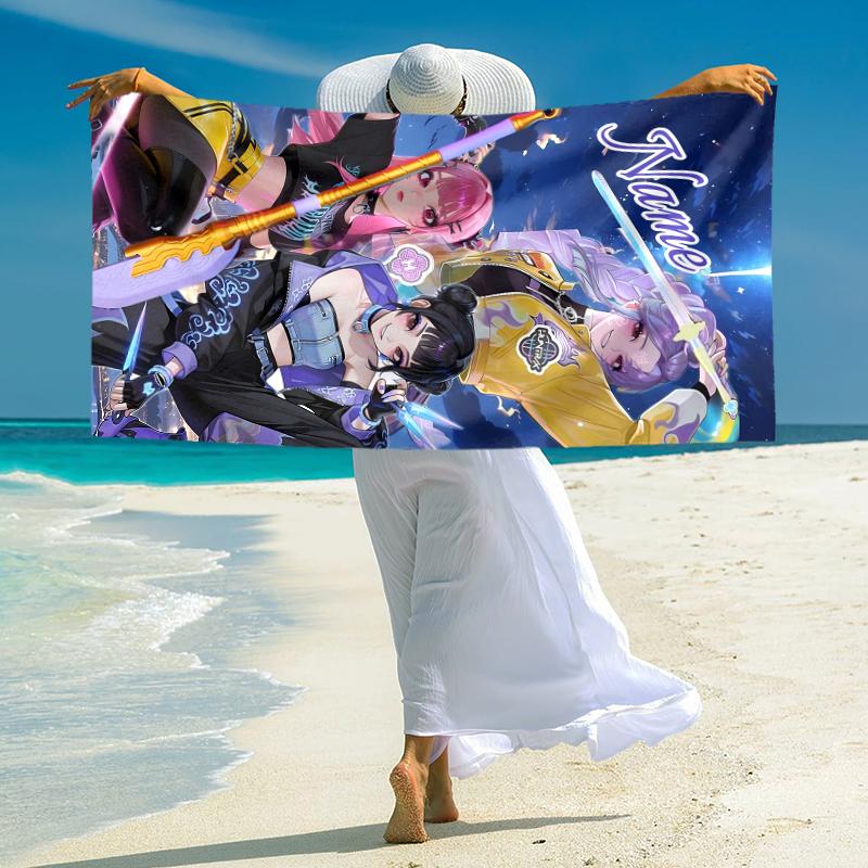 Personalized "Galactic Heroes Unite" Beach Towel Microfiber Beach Towel Thin Absorbent for Beach Swimming Yoga Bath Sports. 0910212