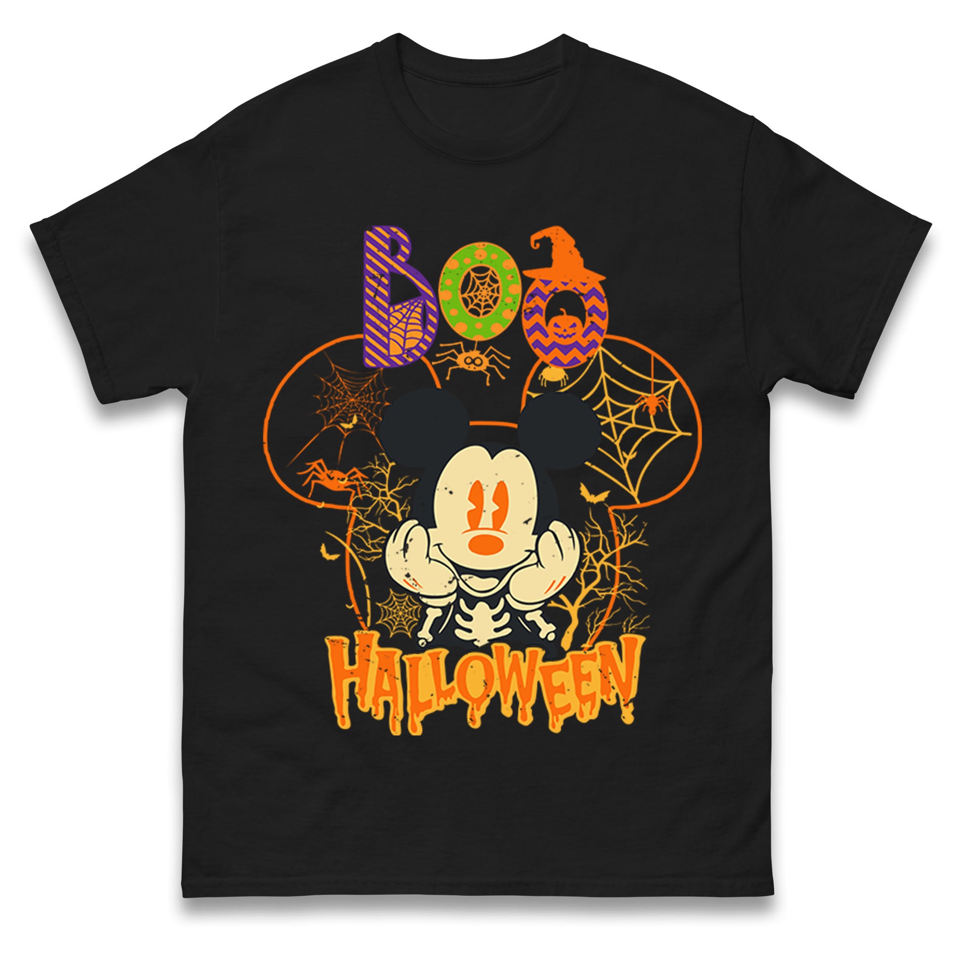 Mickey Mouse Boo Halloween Mens T Shirt Womens Tops Teess S