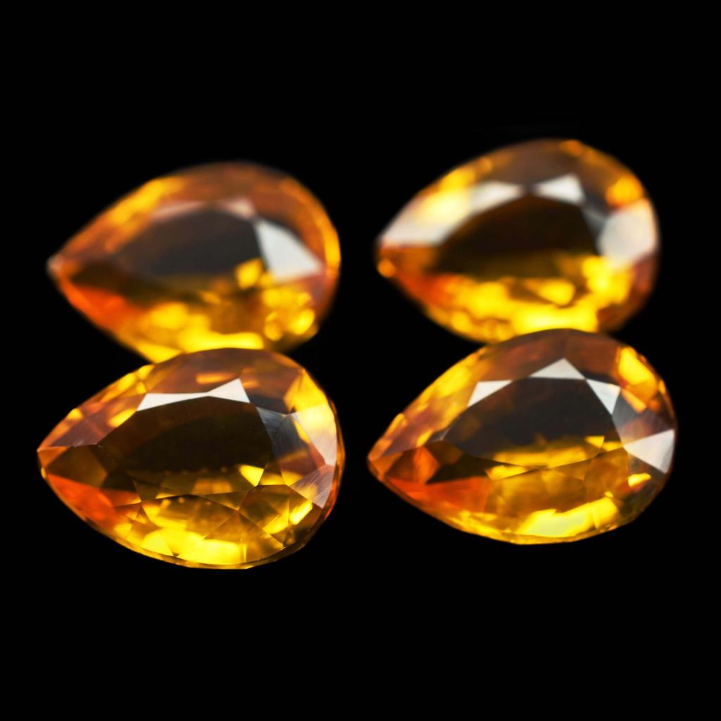 4 Pcs 36.45 Ct Yellow Sapphire Pear Cut Natural CERTIFIED Loose Gemstone Lot SD-06