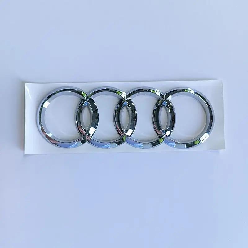 ABS Bright Black Silver Car Hood Front Grill Emblem Rear Trunk Badge Sticker for A R8 4Ring logo V10 Replacement Accessories