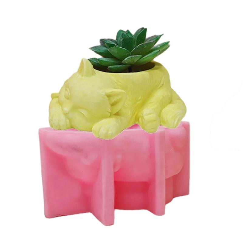 

Pen Holder Molds Succulents Plant Silicone Molds Sleep Cats Flower Pots Molds 1