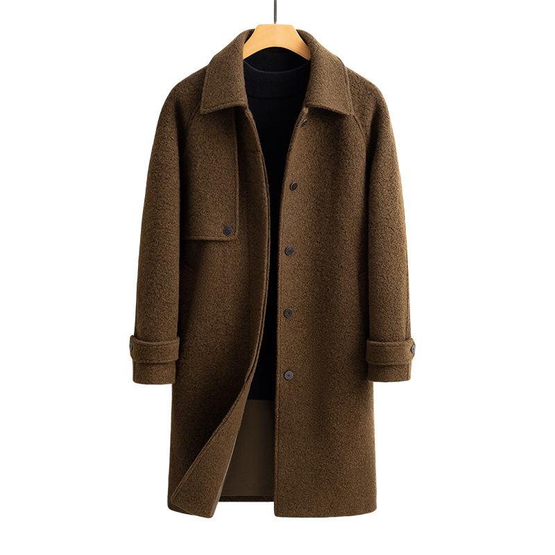 Autumn and winter double-sided wool coat men's medium and long wool thickened coat