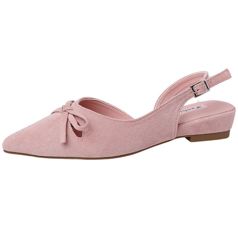 French retro exquisite pointed bow bag head sandals women's 2025 summer new temperament versatile outer wear single shoes