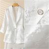 Women's Suit Jacket Plus-Size Blazer Summer Thin Sun Protection Slim Fit Hollow Lace Three-Quarter Sleeves Blazer Top