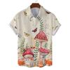 Colorful Mushroom 3d Print Hawaiian Shirt Men Summer Vacation Shirts Button Lapel Short Sleeve Street Shirt Clothing