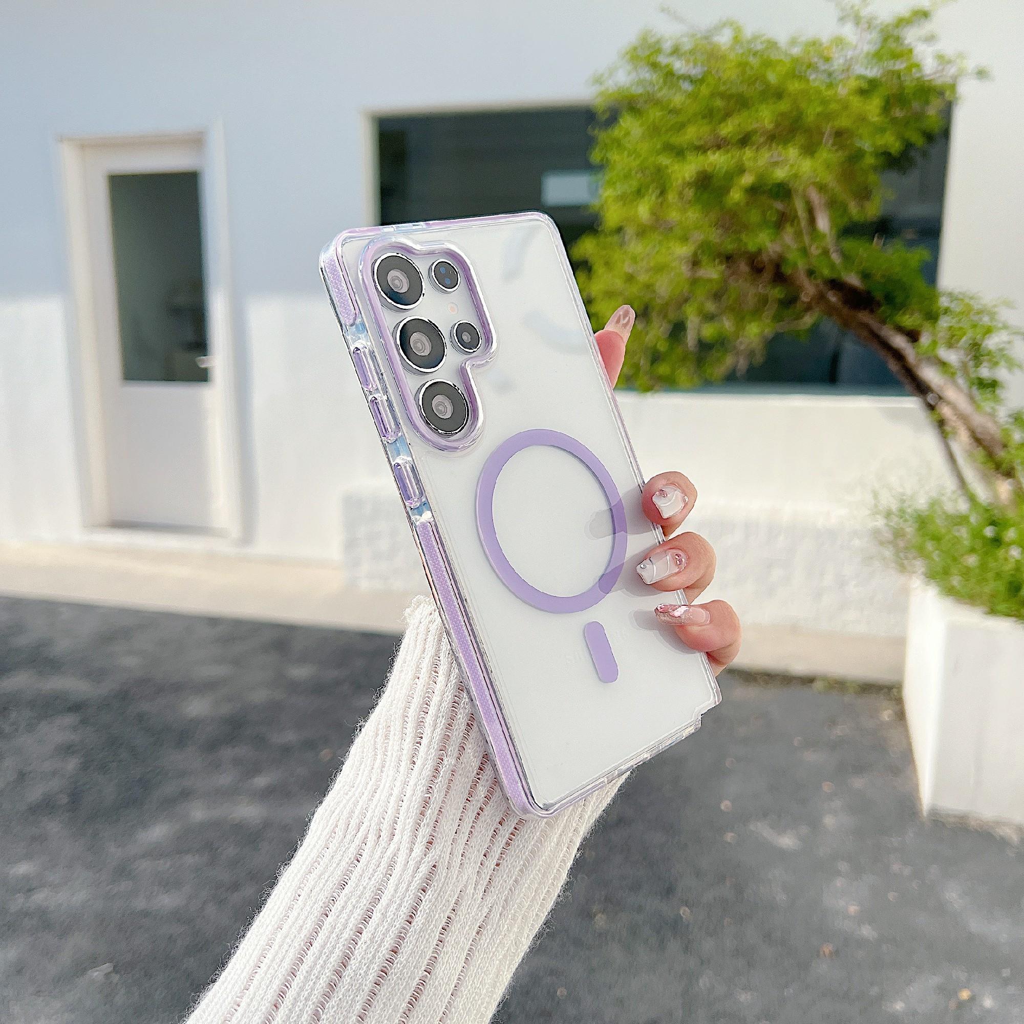 

For Samsung Galaxy S25 Ultra Magnetic Case Compatible with MagSafe Clear TPU Phone Back Cover Purple