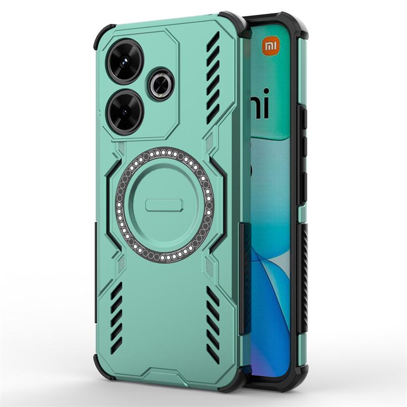 For Xiaomi Poco M6 Case For Poco M6 4G Shockproof Anti-knock Magnetic Adsorption Wireless Charge Back Cover For Poco M6 Case