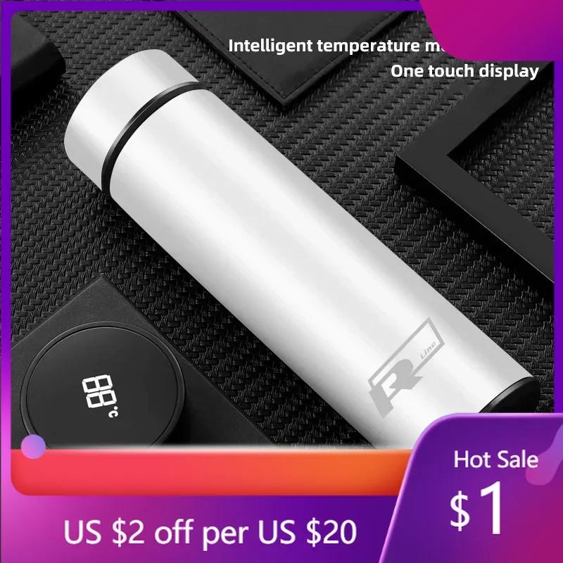 Ny 80 % rostfritt stål termosflaska LED intelligent temperaturmätning för Volkswagen Rline T-Cross Arteon Jetta Caddy