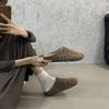 Korean Version of Casual Fluffy Slippers Women's 2025 New Winter Wear Flat-bottomed Lazy Muller Shoes with Fleece Bag Head and Half Drag