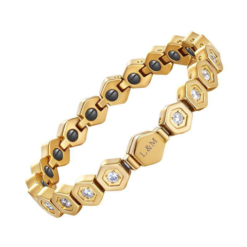 New Stainless Steel Health Magnet Bracelet Magnetic Therapy Ochre Titanium Steel Rare Earth Magnetic Diamond Bracelet Bee 19cm