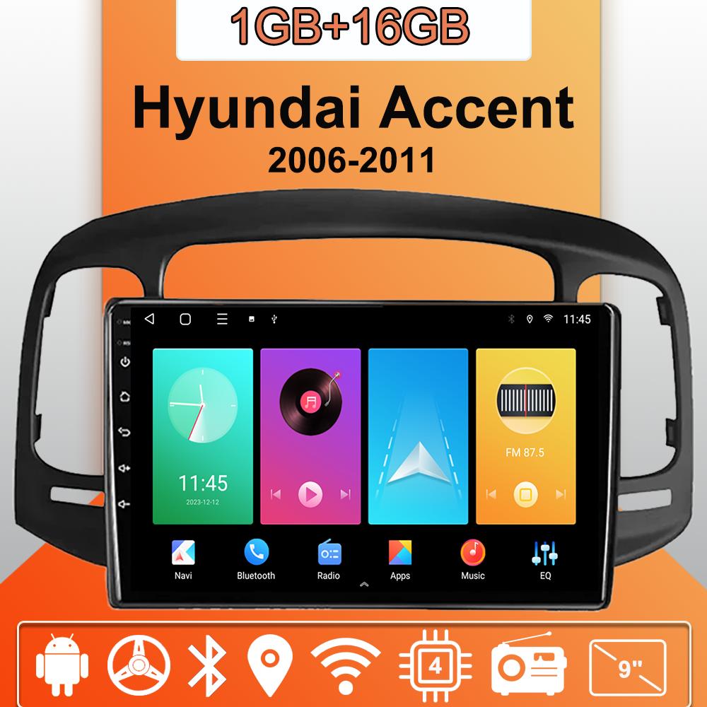 

Android Carplay автомобильное радио для Hyundai Accent 2006-2011 мультимедийный проигрыватель головное устройство стерео GPS навигация BT WIFI 2+32 ГБ 1+16GB чёрный
