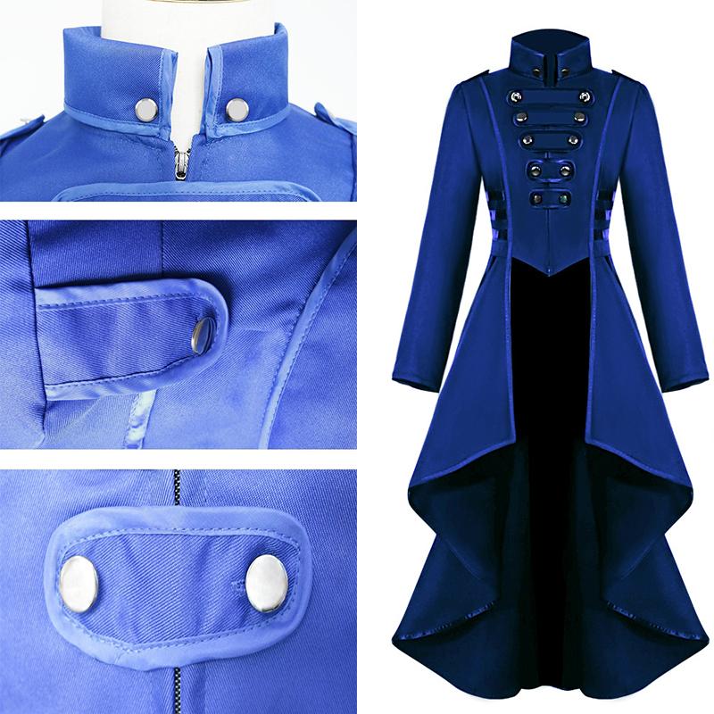 Plus Size Gothic Steampunk Button Lace Cosplay Costume Corset Halloween Costume Tailcoat Jacket Autumn Winter Coat For Adult