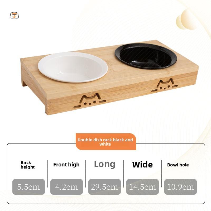 

Bamboo & Ceramic Elevated Pet Feeder – Non-Slip Double Bowl for Dogs and Cats Eco-Friendly Raised Food Dish with Anti-Skid Base